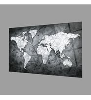 Para Dünya Haritası 4mm Dayanaklı Temperli Cam Tablo, Money World Map Glass Wall Art