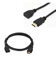 Erkek-Dişi Gold Uçlu 50 cm Uzatma HDMI Kablo Mini HD Uydu Alıcı Uyumlu (Siyah)