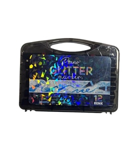 TMN 719805 PIANO GLITTER SİMLİ METALİK ÇİFT UÇLU MARKER KALEM SETİ PLASTİK ÇANTALI 12 RENK