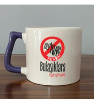 Yasakları Yıkarım Bulaşıklara Karışmam Baskılı Mor Kulplu D Kupa