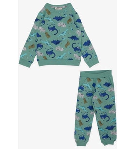 Breeze Girls & Boys Erkek Çocuk Eşofman Takımı Dinozor Desenli 1-4 Yaş, Mint Yeşili