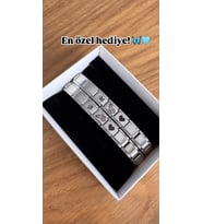 Harf İşlemeli Çelik Çift Bilekliği - Kişiye Özel Tasarımlı Baş Harfli
