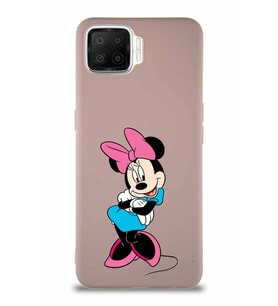 Oppo A73 Soft Premier Kapak Minnie Mouse-D Tasarımlı Silikon Kılıf - Pudra (Şeffaf)