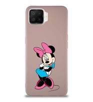 Oppo A73 Soft Premier Kapak Minnie Mouse-D Tasarımlı Silikon Kılıf - Pudra (Şeffaf)
