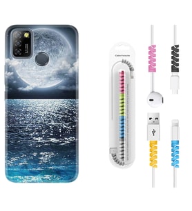 INFINIX Smart 4 5 6 Zero 8 S5 Pro Kılıf Kablo Koruma Spiral Silikon Great Moon 1301