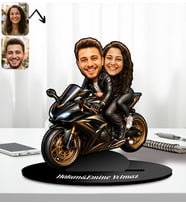 BK Gift Kişiye Özel Motorcu Çift Tasarımlı Karikatür Biblo