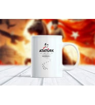 Atam İzindeyiz Atatürk - Türk Liderleri Özel Tasarım Kupa Bardak (Beyaz)