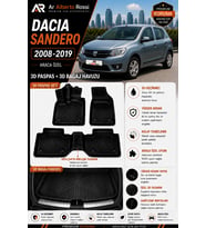 DACIA SANDERO 2008-2019 Araca Özel 3D Paspas + 3D Bagaj Havuzu