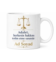 İsme Özel Hakim Yazılı Kupa Bardak Adalet Temalı Özel Tasarım Hediye