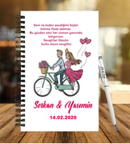 Sevgililer Gününe Özel  Ahşap Defter Kalem Hediye Seti 10