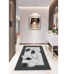 Antrasit 3D Üç Boyutlu Kaymaz Tabanlı Dekoratif Halı RV348 - 100 x 160 cm