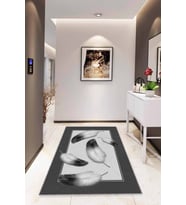 Antrasit 3D Üç Boyutlu Kaymaz Tabanlı Dekoratif Halı RV348 - 100 x 160 cm
