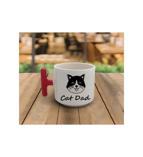 Latte & Espresso El Yapımı Cat Dad Baskılı T Kulp Kupa 200 Ml