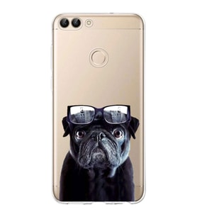 PrintiFy Huawei P Smart 2018 ile Uyumlu 1mm Slim Fit Köpek 3 050f Baskılı Şeffaf  Kılıf