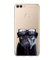 PrintiFy Huawei P Smart 2018 ile Uyumlu 1mm Slim Fit Köpek 3 050f Baskılı Şeffaf  Kılıf