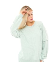Kadın Oversize Sweat Kol Detaylı Su Yeşili (Su Yeşili)