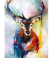 Vahşi Geyik Sayılarla Boyama Seti 40x50 cm (Tuvale Gerili)