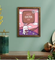 BK Gift Paskalya Bayramı Doğal Masif Ahşap Çerçeveli Tablo 30x40cm-7