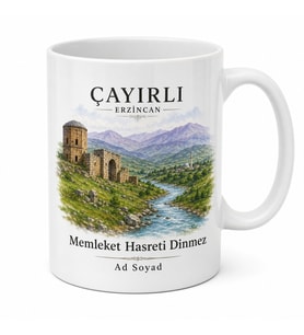 Çayırlı Tarihi Dokusu Doğası Erzincan Hatırası Kupa Bardak Hediye