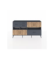 Arges Konsol 5 Raflı 4 Çekmeceli 4 Kapaklı 176x30x99 Antrasit-Çam/Antrasit
