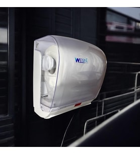 WESPA Kağıt Havlu Dispenseri, Gri Plastik, Duvar Montajlı, Profesyonel Banyo ve Tuvalet İçin