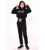 Toontoy Kız Çocuk Baskılı Eşofman Takımı (Siyah)