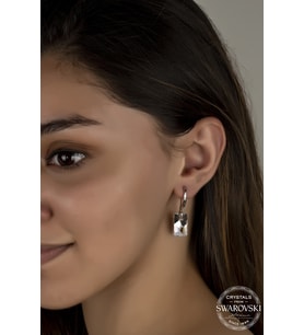 Union Swarovski Crystal Kadın Düz Delikli Baget Gümüş Küpe
