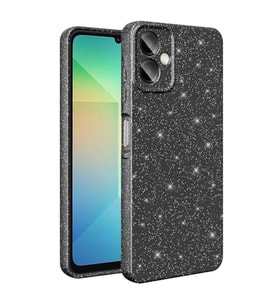 Coverzone Galaxy A06 ile uyumlu Z-Jelly K?l?f Kamera Korumal? Simli I??lt?l? Renkli Parlak Silikon Kapak - Siyah