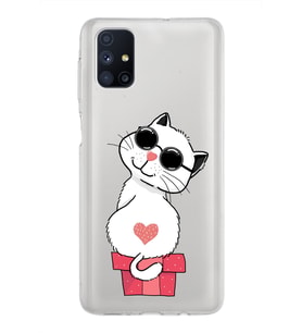 Samsung Galaxy M51 Kapak Cool Cat Tasarımlı Şeffaf Silikon Kılıf