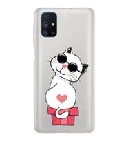 Samsung Galaxy M51 Kapak Cool Cat Tasarımlı Şeffaf Silikon Kılıf