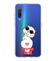 Xiaomi Mi 9 Uyumlu Kapak Coolcat Tasarımlı Şeffaf Silikon Kılıf