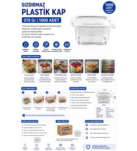 Sızdırmaz Plastik Kap 375 Gr 1000 Adet