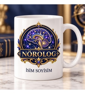 Nörolog Kupa Bardak Beyin ve Işıltılı Ağ Desenli