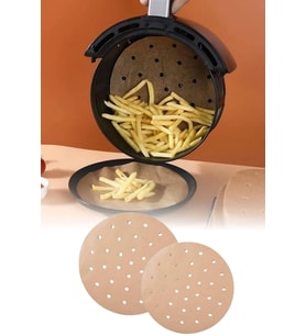 Airfryer Pişirme Kağıdı 50 Adet Delikli Yuvarlak Model Pişirme Kağıdı Airfryer Yağsız Fritöz