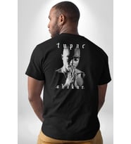 Tupac Shakur Şarkıcı Pamuklu Kadın Erkek Oversize Sırt Dijital Baskılı Siyah T-shirt