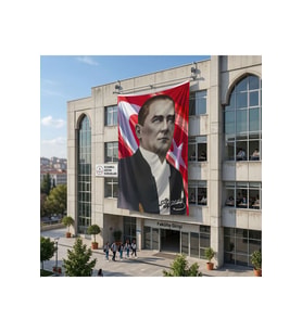 Sivil Mustafa Kemal Atatürk Ay-Yıldız Poster Poster Bayrak Raşel Kumaş 6x9 metre ATA19