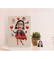BK Gift Kişiye Özel Anneler Günü Temalı Süper Anne Karikatürlü Otantik Masaüstü Ahşap Palet Çerçeve-1 (Beyaz)