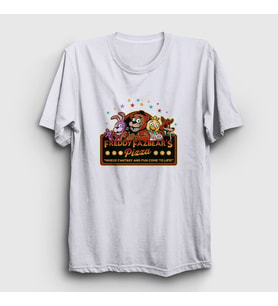 Presmono Unisex Beyaz Pizza Fnaf Five Nights At Freddy's T-Shirt 471457tt (Beyaz)