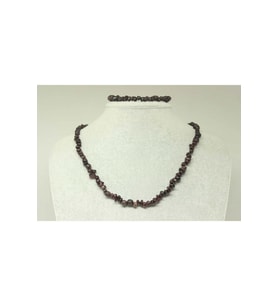Lal (Garnet - Granat) Taşı Küçük Taşlar Kolye & Bileklik Seti (22210)