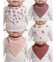 S-Mall Bebek Salya Önlük -Fular -2 Kat Müslin -2 Çıtçıt -5'li - Leylak