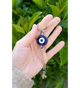 Anahtarlık Kötü Göz Kovucu Nazar Hand Made Hasır Mavi Nazarlık Çanta Araba Süsü