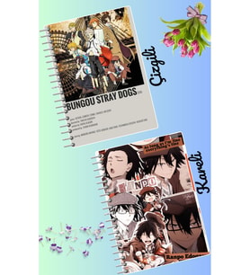 Bungou stray dogs defter seti 2 adet A4 boyutu 21*30 çizgili + kareli 60 syf