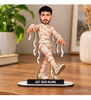 Kişiye Özel Cadılar Bayramı Karikatür MDF Karikatürlü 18 cm MDF Masaüstü Biblo - Masaüstü Hediye Erkek