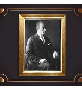 Özel Seri Paspartulu Çerçeveli Atatürk Tablo l191 (Gold)