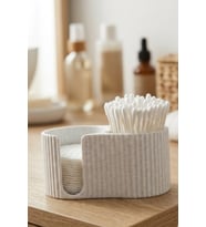 Modern Oluklu Banyo Organizeri - Çift Bölmeli Pamukluk ve Kulak Çubuğu Kutu
