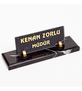 Rota Mermer Masa İsimliği Kabartma Yazılı Ofis Hediyesi İsimlik