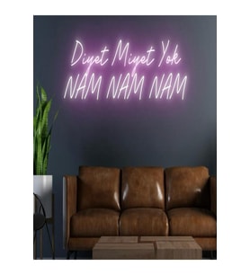 Diyet Miyet Yok NAM NAM NAM Yazılı Neon Tabela