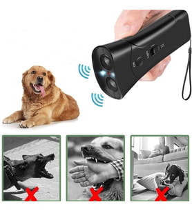 Ultrasonik Köpek Uzaklaştırıcı - LED Işıklı Köpek Eğitici ve Kovucu (Siyah)