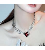 Gothic Skelaton Heart Kolye