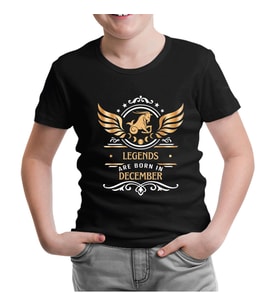 Legends are Born in December - Capricorn Oğlak Burcu Siyah Çocuk Tshirt